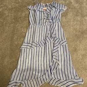 Kiddo blue and white stripped dress for girls